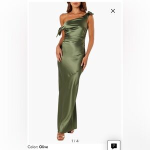 Petal & Pup Selma One-Shoulder Satin Gown
